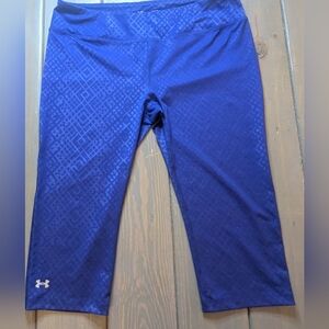 Under Armour HeatGear Fitted Capri Leggings Blue Geometric Print LG